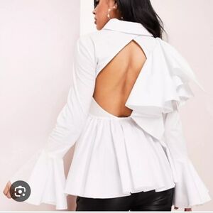 ❄️❄️ NWT ASOS Design Size 16 Blouse Super Sexy Open Back Popli w/Ruffle Sleeves